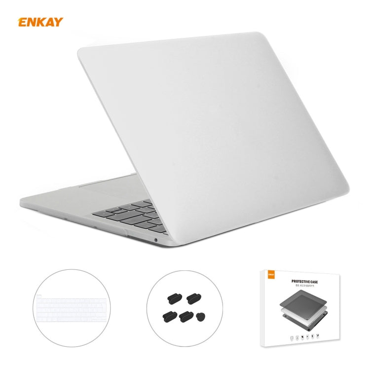 ENKAY 3 in 1 Matte Laptop Protective Case + EU Version TPU Keyboard Film + Anti-dust Plugs Set for MacBook Pro 13.3 inch A2251 & A2289 & A2338 (with Touch Bar)(White) - MacBook Pro Cases by ENKAY | Online Shopping South Africa | PMC Jewellery | Buy Now Pay Later Mobicred