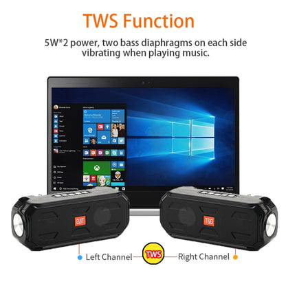 T&G TG280 Solar Power Charging Bluetooth Speakers with Flashlight, Support TF Card / FM / 3.5mm AUX / U Disk / Hands-free Call(Black) - Desktop Speaker by T&G | Online Shopping South Africa | PMC Jewellery | Buy Now Pay Later Mobicred