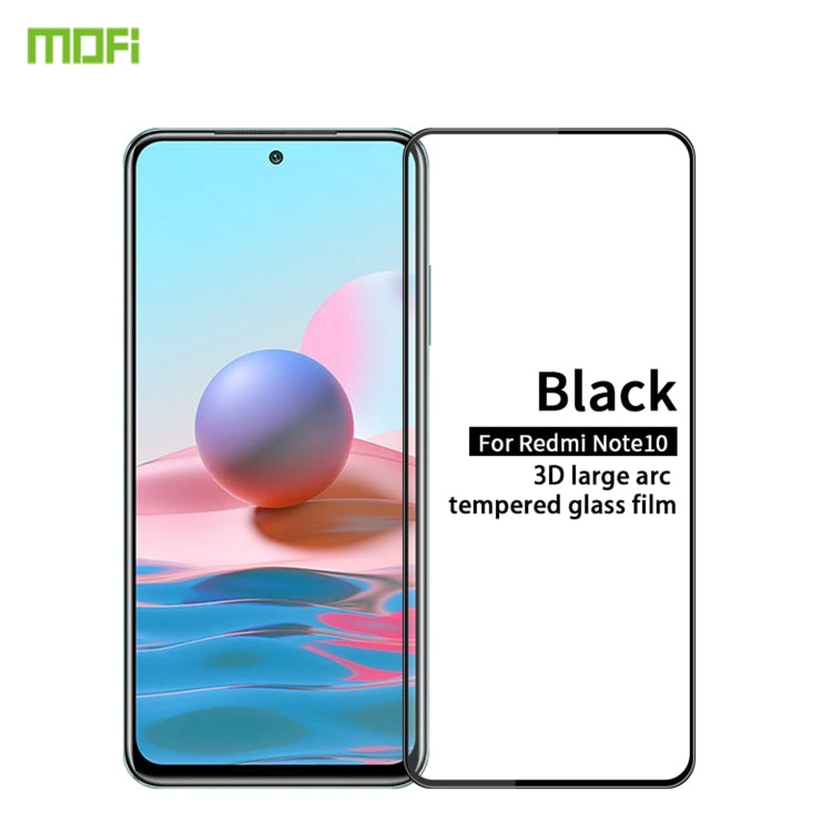 For Xiaomi Redmi Note10 MOFI 9H 3D Explosion-proof Curved Screen Tempered Glass Film(Black) -  by MOFI | Online Shopping South Africa | PMC Jewellery