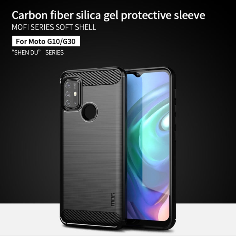 For Motorola Moto G10 / G30 MOFI Gentleness Series Brushed Texture Carbon Fiber Soft TPU Case(Black) - Motorola Cases by MOFI | Online Shopping South Africa | PMC Jewellery