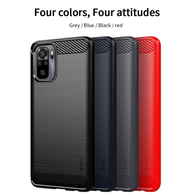 For Xiaomi Redmi Note 10 / Note 10S MOFI Gentleness Series Brushed Texture Carbon Fiber Soft TPU Case(Blue) - Xiaomi Cases by MOFI | Online Shopping South Africa | PMC TechLife | Buy Now Pay Later Mobicred