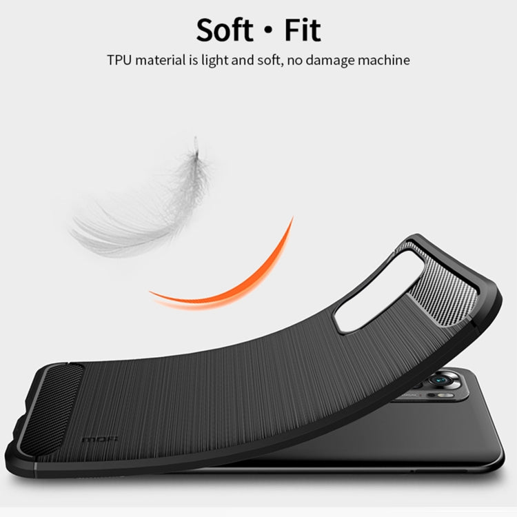 For Xiaomi Redmi Note 10 / Note 10S MOFI Gentleness Series Brushed Texture Carbon Fiber Soft TPU Case(Red) - Xiaomi Cases by MOFI | Online Shopping South Africa | PMC Jewellery | Buy Now Pay Later Mobicred