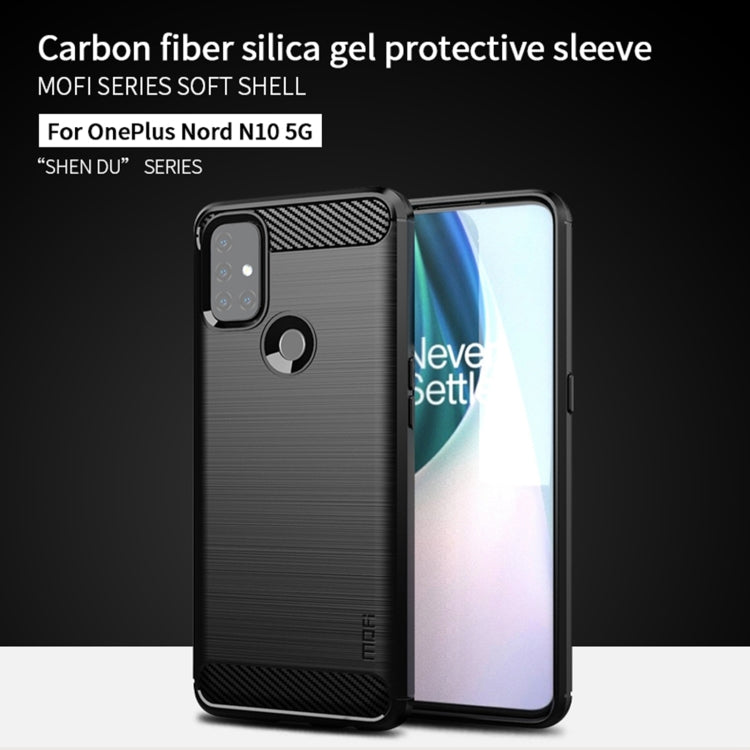 For OnePlus Nord N10 5G MOFI Gentleness Series Brushed Texture Carbon Fiber Soft TPU Case(Blue) - OnePlus Cases by MOFI | Online Shopping South Africa | PMC Jewellery