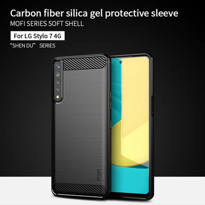 For LG Stylo 7 4G MOFI Gentleness Series Brushed Texture Carbon Fiber Soft TPU Case(Black) - LG by MOFI | Online Shopping South Africa | PMC Jewellery