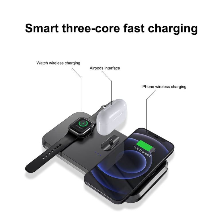 UV-06 3 in 1 Double Folding Wireless Charger for iPhone & Watch & Airpods - Wireless Charger by PMC Jewellery | Online Shopping South Africa | PMC Jewellery