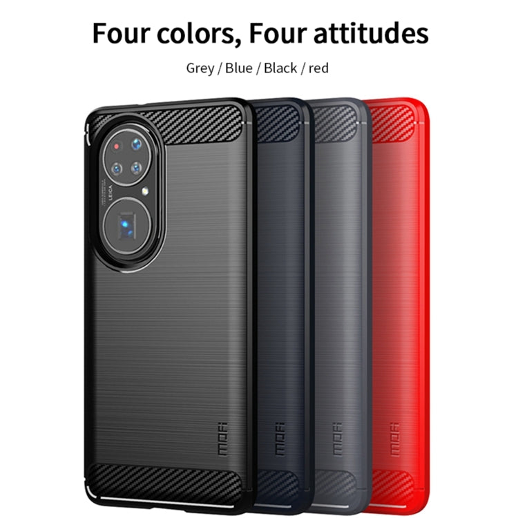 For Huawei P50 Pro MOFI Gentleness Series Brushed Texture Carbon Fiber Soft TPU Case(Red) - Huawei Cases by MOFI | Online Shopping South Africa | PMC Jewellery