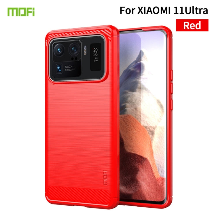 For Xiaomi Mi 11 Ultra MOFI Gentleness Series Brushed Texture Carbon Fiber Soft TPU Case(Red) - Xiaomi Cases by MOFI | Online Shopping South Africa | PMC Jewellery | Buy Now Pay Later Mobicred