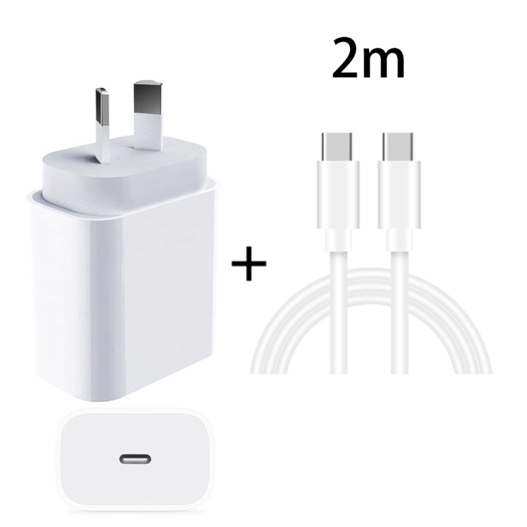 20W PD 3.0 Travel Fast Charger Power Adapter with USB-C / Type-C to Type-C Fast Charge Data Cable, AU Plug(2m) - USB Charger by PMC Jewellery | Online Shopping South Africa | PMC Jewellery | Buy Now Pay Later Mobicred