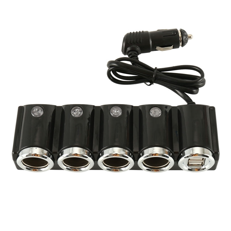 4 Way Car Cigarette Lighter Socket Splitter Dual USB Port Car Charger Adapter - Cigar Socket by PMC Jewellery | Online Shopping South Africa | PMC Jewellery | Buy Now Pay Later Mobicred