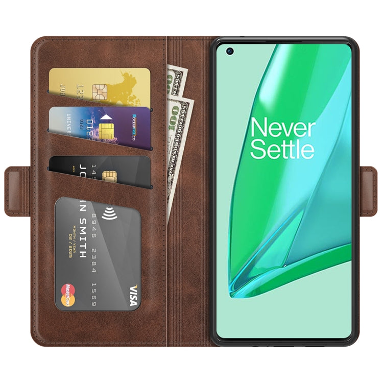 For OnePlus 9 Pro Dual-side Magnetic Buckle Horizontal Flip Leather Case with Holder & Card Slots & Wallet(Brown) - OnePlus Cases by PMC Jewellery | Online Shopping South Africa | PMC Jewellery