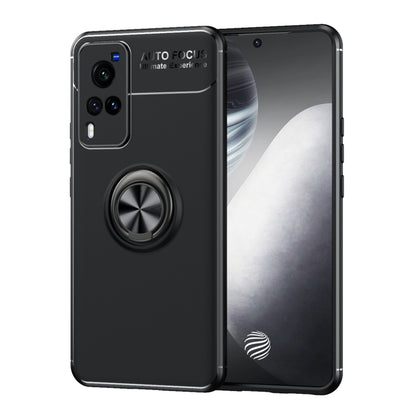 For vivo X60 Pro  Metal Ring Holder 360 Degree Rotating TPU Case(Black+Black) - vivo Cases by PMC Jewellery | Online Shopping South Africa | PMC Jewellery | Buy Now Pay Later Mobicred