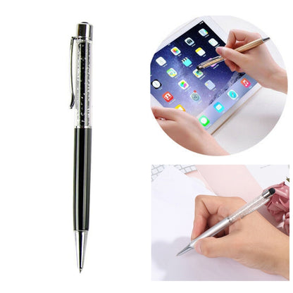 AT-22  2 in 1 Universal Flash Diamond Decoration Capacitance Pen Stylus Ballpoint Pen(Black) - Stylus Pen by PMC Jewellery | Online Shopping South Africa | PMC Jewellery | Buy Now Pay Later Mobicred