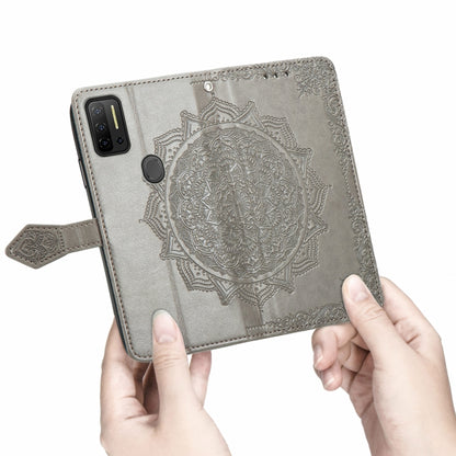 For Ulefone Note 11 Plus Mandala Flower Embossed Horizontal Flip Leather Case with Bracket / Card Slot / Wallet / Lanyard(Grey) - Ulefone Cases by PMC Jewellery | Online Shopping South Africa | PMC Jewellery | Buy Now Pay Later Mobicred