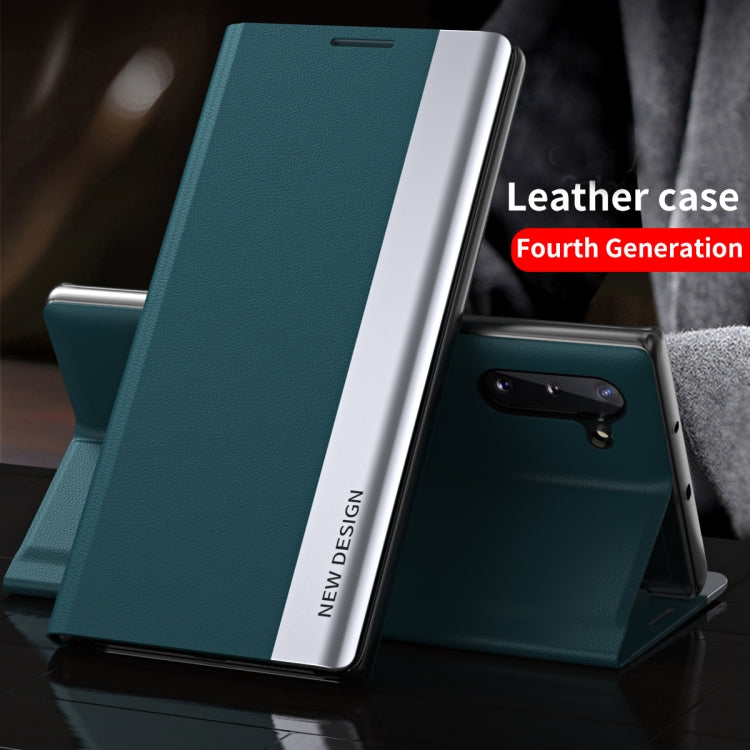 For Samsung Galaxy S21+ 5G Side Electroplated Magnetic Ultra-Thin Horizontal Flip Leather Case with Holder(Green) - Galaxy S21+ 5G Cases by PMC TechLife | Online Shopping South Africa | PMC TechLife