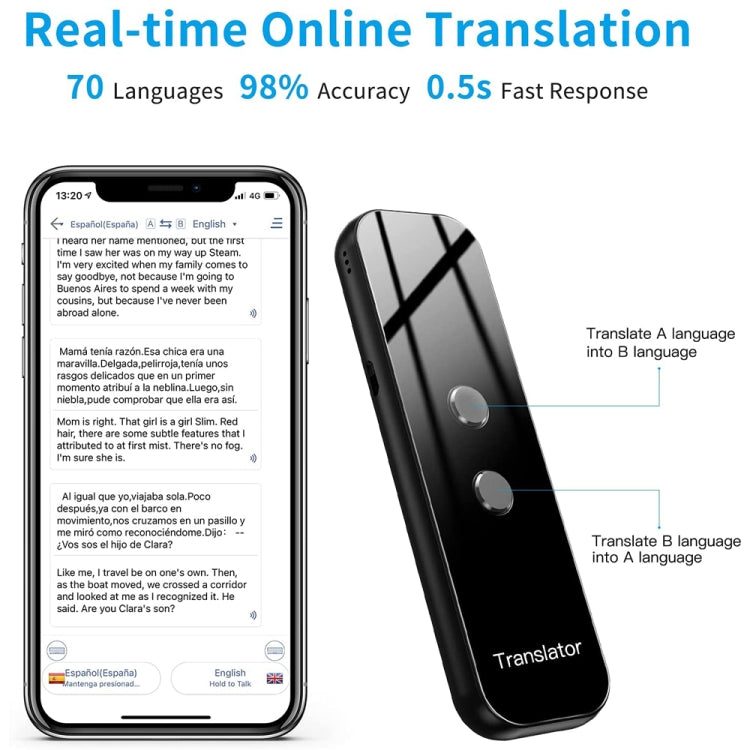 G6 Portable Instant Real Time Voice Translator Multi Language Voice Personal Travel Assistant Translator(Black) -  by PMC Jewellery | Online Shopping South Africa | PMC Jewellery | Buy Now Pay Later Mobicred