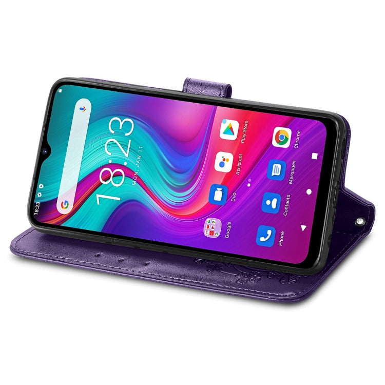 For  Doogee X96 Pro Four-leaf Clasp Embossed Buckle Mobile Phone Protection Leather Case with Lanyard & Card Slot & Wallet & Bracket Function(Purple) - More Brand by PMC Jewellery | Online Shopping South Africa | PMC Jewellery | Buy Now Pay Later Mobicred