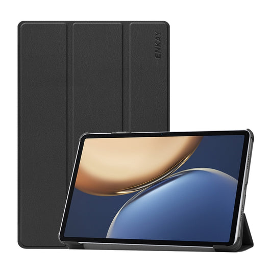 For Honor Tablet V7 Pro ENKAY Custer Texture Horizontal Flip PU+PC Leather Case with Three-folding Holder & Sleep / Wake-up Function(Black) - Honor by ENKAY | Online Shopping South Africa | PMC Jewellery | Buy Now Pay Later Mobicred