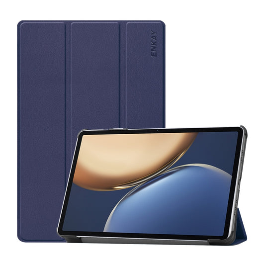 For Honor Tablet V7 Pro ENKAY Custer Texture Horizontal Flip PU+PC Leather Case with Three-folding Holder & Sleep / Wake-up Function(Dark Blue) - Honor by ENKAY | Online Shopping South Africa | PMC Jewellery | Buy Now Pay Later Mobicred