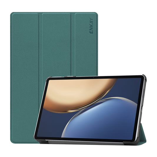 For Honor Tablet V7 Pro ENKAY Custer Texture Horizontal Flip PU+PC Leather Case with Three-folding Holder & Sleep / Wake-up Function(Dark Green) - Honor by ENKAY | Online Shopping South Africa | PMC Jewellery | Buy Now Pay Later Mobicred