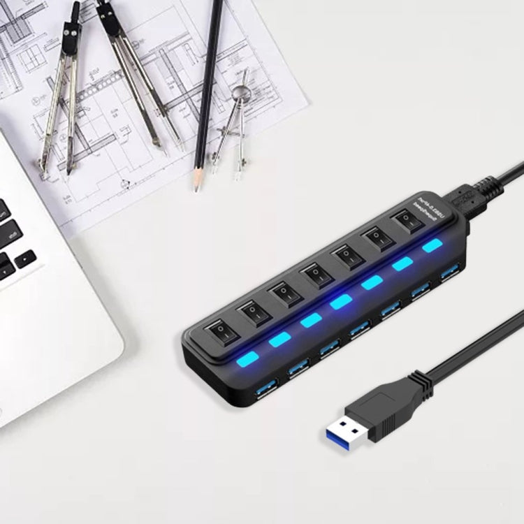 7 Ports USB 3.0 HUB Independent Switching Splitter - USB 3.0 HUB by PMC Jewellery | Online Shopping South Africa | PMC Jewellery | Buy Now Pay Later Mobicred