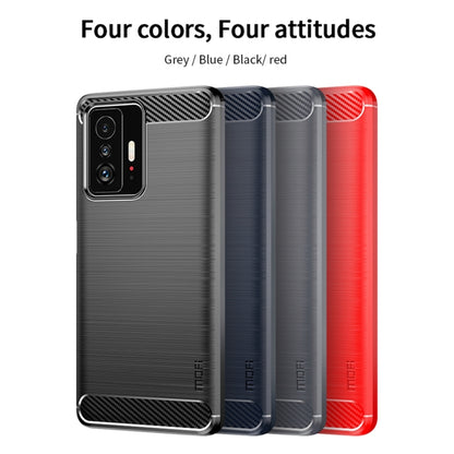 For Xiaomi Mi 11T / 11T Pro MOFI Gentleness Series Brushed Texture Carbon Fiber Soft TPU Phone Case(Blue) - Xiaomi Cases by MOFI | Online Shopping South Africa | PMC Jewellery