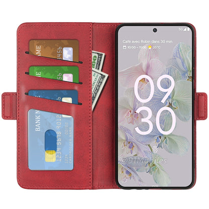 For Google Pixel 6a Dual-side Magnetic Buckle Leather Phone Case(Red) - Google Cases by PMC Jewellery | Online Shopping South Africa | PMC Jewellery | Buy Now Pay Later Mobicred