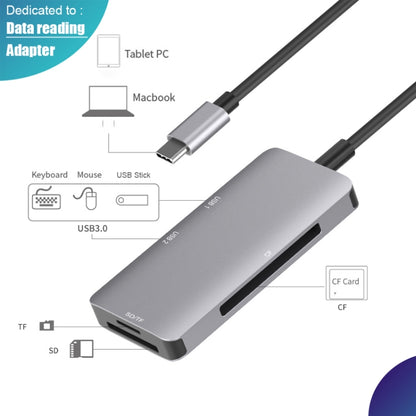 5 in 1 Data Read HUB Adapter with SD / TF / CF Card, Dual USB3.0 Ports - USB HUB by PMC Jewellery | Online Shopping South Africa | PMC Jewellery | Buy Now Pay Later Mobicred