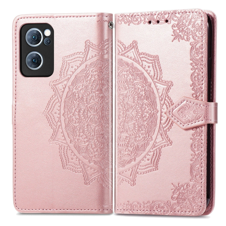 For OPPO Reno7 5G Mandala Flower Embossed Flip Leather Phone Case(Rose Gold) - free shipping - PMC TechLife - Order now!