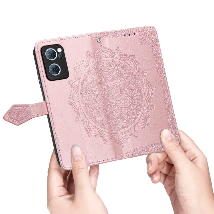 For OPPO Reno7 5G Mandala Flower Embossed Flip Leather Phone Case(Rose Gold) - free shipping - PMC TechLife - Order now!