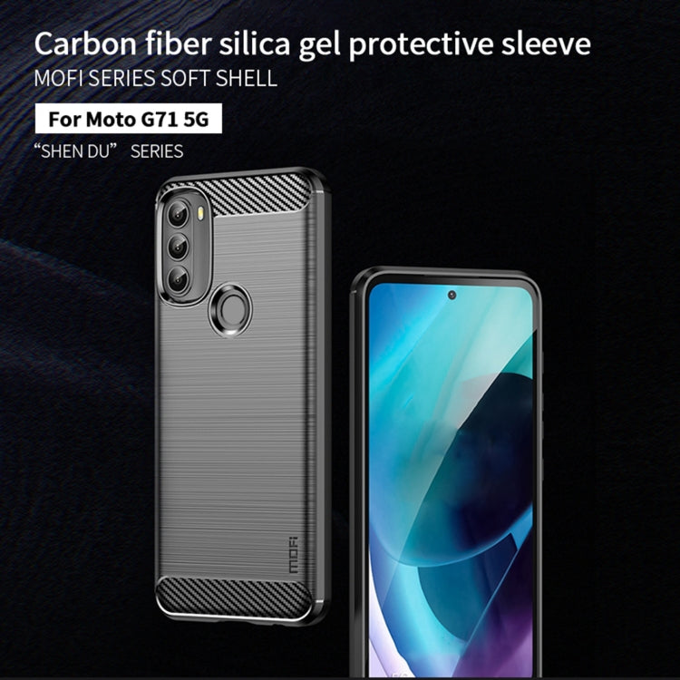 For Motorola Moto G71 5G MOFI Gentleness Brushed Carbon Fiber Soft TPU Case(Blue) - Motorola Cases by MOFI | Online Shopping South Africa | PMC Jewellery