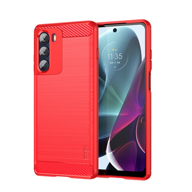 For Motorola Moto G200 5G / Edge S30 MOFI Gentleness Brushed Carbon Fiber Soft TPU Case(Red) - Motorola Cases by MOFI | Online Shopping South Africa | PMC Jewellery