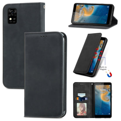 For ZTE Blade A31 Retro Skin Feel Magnetic Horizontal Flip Leather Phone Case(Black) - ZTE Cases by PMC Jewellery | Online Shopping South Africa | PMC Jewellery | Buy Now Pay Later Mobicred