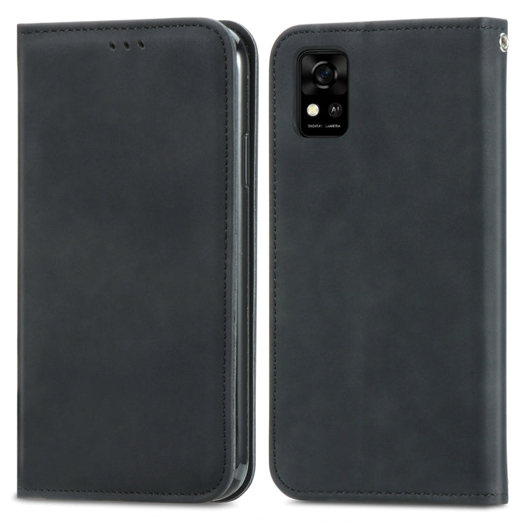 For ZTE Blade A31 Retro Skin Feel Magnetic Horizontal Flip Leather Phone Case(Black) - ZTE Cases by PMC Jewellery | Online Shopping South Africa | PMC Jewellery | Buy Now Pay Later Mobicred