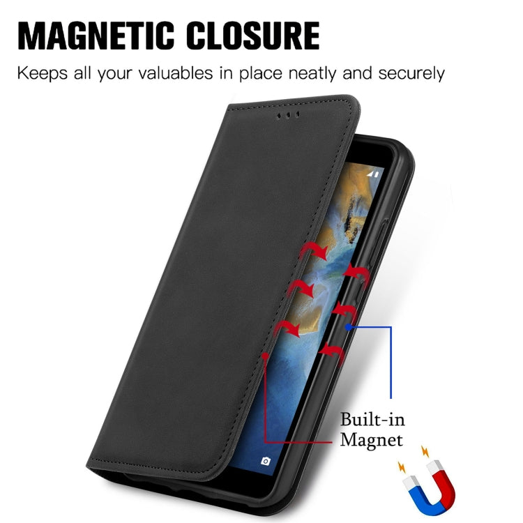 For ZTE Blade A31 Retro Skin Feel Magnetic Horizontal Flip Leather Phone Case(Black) - ZTE Cases by PMC Jewellery | Online Shopping South Africa | PMC Jewellery | Buy Now Pay Later Mobicred