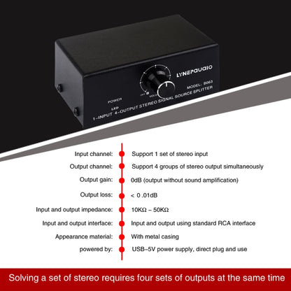 1 In 4 Out Audio Frequency Signal Distribute Device Non Consumption Output RCA Interface -  by PMC Jewellery | Online Shopping South Africa | PMC Jewellery | Buy Now Pay Later Mobicred