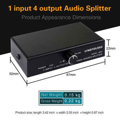 1 In 4 Out Audio Frequency Signal Splitter Distribute Device, Non Consumption, 3.5mm Interface Output -  by PMC Jewellery | Online Shopping South Africa | PMC Jewellery | Buy Now Pay Later Mobicred