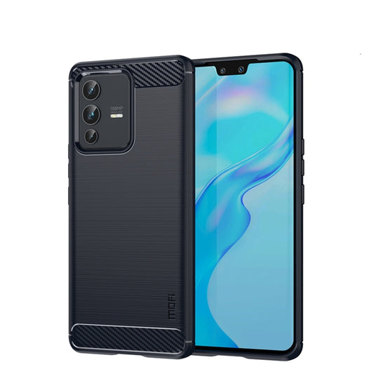 For vivo V23 5G/S12 MOFI Gentleness Series Brushed Texture Carbon Fiber Soft TPU Phone Case(Blue) - vivo Cases by MOFI | Online Shopping South Africa | PMC Jewellery