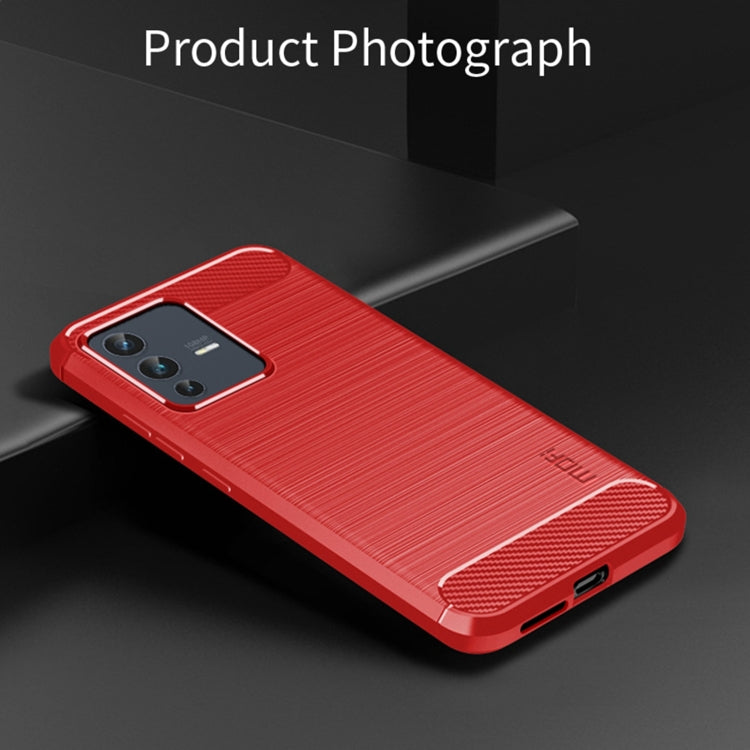 For vivo V23 Pro /S12 Pro MOFI Gentleness Series Brushed Texture Carbon Fiber Soft TPU Phone Case(Red) - vivo Cases by MOFI | Online Shopping South Africa | PMC Jewellery