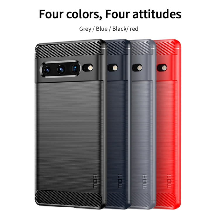 For Google pixel 7 Pro 5G MOFI Gentleness Series Brushed Texture Carbon Fiber TPU Phone Case(Red) - Google Cases by MOFI | Online Shopping South Africa | PMC Jewellery