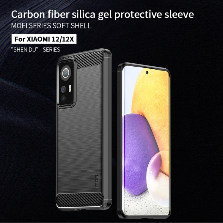 For Xiaomi 12 / 12X MOFI Gentleness Brushed Carbon Fiber Soft TPU Case(Blue) - Xiaomi Cases by MOFI | Online Shopping South Africa | PMC Jewellery