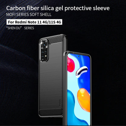 For Xiaomi Redmi Note 11 4G Global / Note 11S 4G MOFI Gentleness Brushed Carbon Fiber TPU Case(Black) - Xiaomi Cases by MOFI | Online Shopping South Africa | PMC Jewellery | Buy Now Pay Later Mobicred