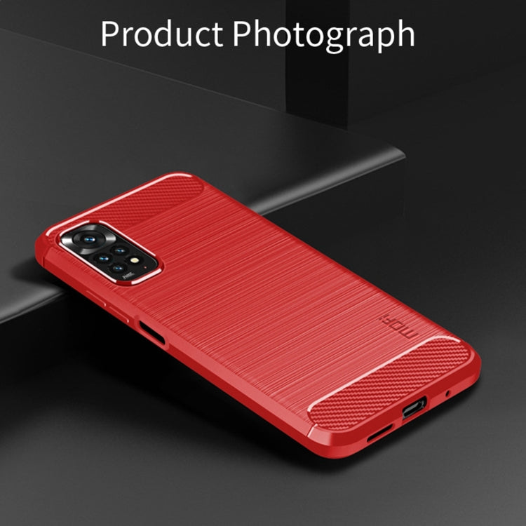 For Xiaomi Redmi Note 11 4G Global / Note 11S 4G MOFI Gentleness Brushed Carbon Fiber TPU Case(Red) - Xiaomi Cases by MOFI | Online Shopping South Africa | PMC Jewellery | Buy Now Pay Later Mobicred