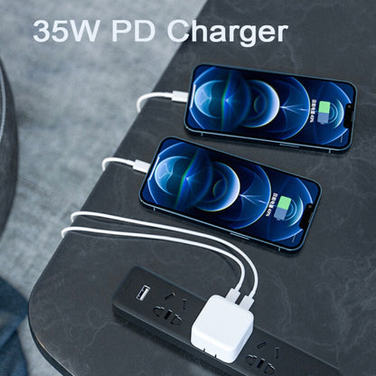 PD 35W Dual USB-C / Type-C Ports Charger for iPhone / iPad Series, EU Plug - USB Charger by PMC Jewellery | Online Shopping South Africa | PMC Jewellery | Buy Now Pay Later Mobicred