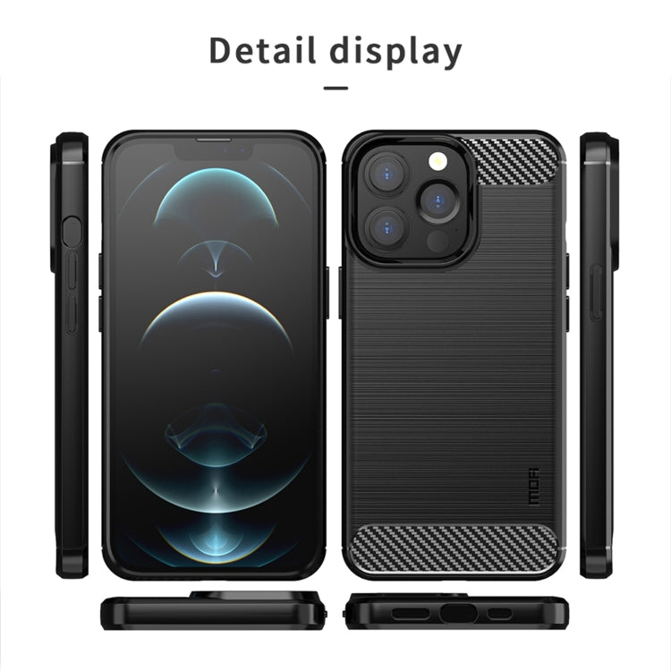 For iPhone 14 Pro MOFI Gentleness Brushed Texture Carbon Fiber TPU Phone Case (Blue) - iPhone 14 Pro Cases by MOFI | Online Shopping South Africa | PMC TechLife