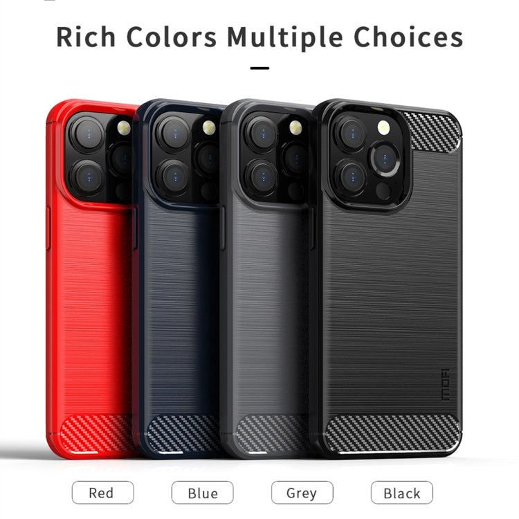 For iPhone 14 Pro MOFI Gentleness Brushed Texture Carbon Fiber TPU Phone Case (Red) - iPhone 14 Pro Cases by MOFI | Online Shopping South Africa | PMC TechLife | Buy Now Pay Later Mobicred