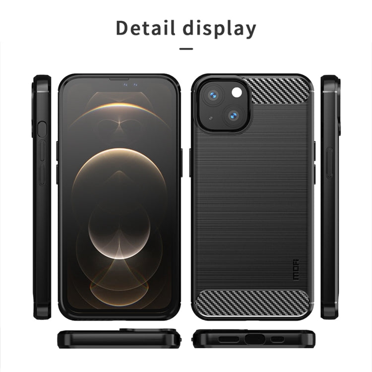 For iPhone 14 Plus MOFI Gentleness Brushed Texture Carbon Fiber TPU Phone Case  (Blue) - iPhone 14 Plus Cases by MOFI | Online Shopping South Africa | PMC TechLife