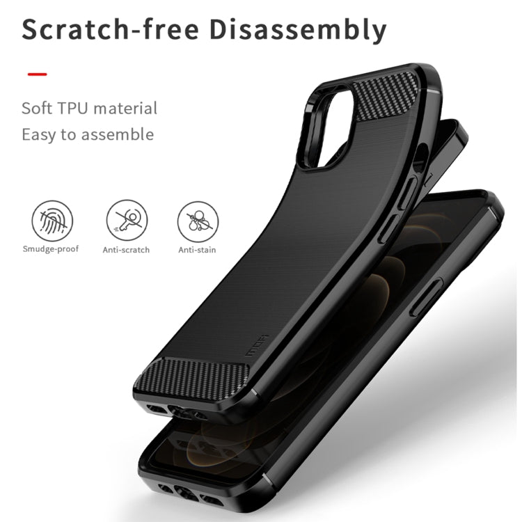 For iPhone 14 Plus MOFI Gentleness Brushed Texture Carbon Fiber TPU Phone Case  (Red) - iPhone 14 Plus Cases by MOFI | Online Shopping South Africa | PMC TechLife