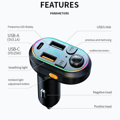 C29 Car Bluetooth 5.0 FM Transmitter  Car MP3 Player Fast Charge U Disk Lossless Music Player - Bluetooth Car Kits by PMC Jewellery | Online Shopping South Africa | PMC Jewellery | Buy Now Pay Later Mobicred