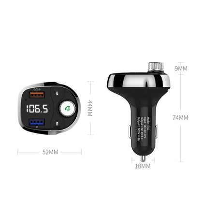 T62 Dual USB QC 3.0 Fast  Charger Bluetooth 5.0 Adapter MP3 Player Handsfree Car Kit FM Transmitter - Bluetooth Car Kits by PMC Jewellery | Online Shopping South Africa | PMC Jewellery | Buy Now Pay Later Mobicred