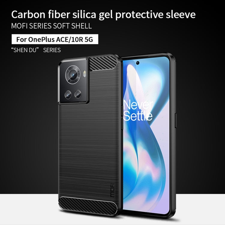 For OnePlus Ace / 10R 5G MOFI Gentleness Series Brushed Texture Carbon Fiber Soft TPU Case(Gray) - OnePlus Cases by MOFI | Online Shopping South Africa | PMC TechLife | Buy Now Pay Later Mobicred
